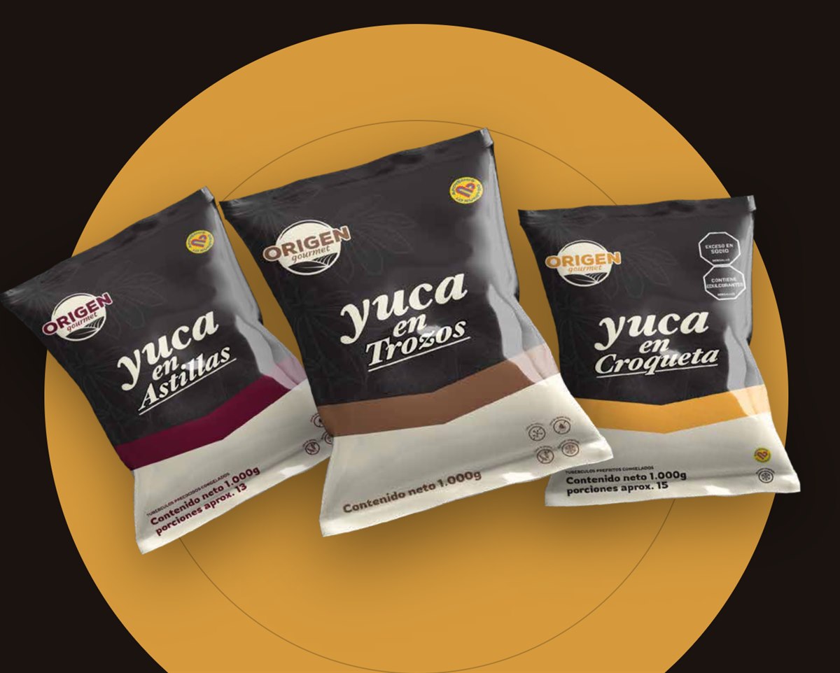 Bolsas ORIGEN gourmet de yuca en Astillas, en Trozos y en Croqueta